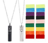 SUNNYCLUE 1 boîte de 2 colliers D'Aromathérapie Diffuseur D'Huiles Essentielles avec 20 tampons de Recharge 304 pendentifs en Acier Inoxydable Colonne Creuse en Forme de Nuage pour Femmes Hommes et Ad