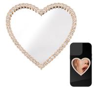 SUNNYCLUE 1 boîte de 2 miroirs de Maquillage pour Téléphone Breloques pour Téléphone Strass Dorés Cœur en Verre Autocollants pour Smartphone Étuis de Base pour Téléphone Portable Accessoires pour L'Ex