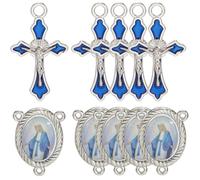 SUNNYCLUE 1 boîte de 20 breloques en Forme de Croix Bleue en Émail Breloques en Vrac Petit Alliage de Métal Crucifix de Pâques Tibétain Vintage Pièce Maîtresse Ronde Liens pour la Fabrication de Bijou