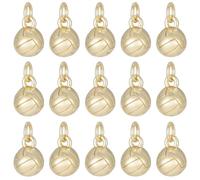 SUNNYCLUE 1 boîte de 20 Breloques en Laiton Plaqué Or 18K Représentant des de Volley Ball Rondes et en Forme de Ballon de Sport avec Anneau de Jonction Idéales pour la Création de Bijoux Porte Clés S