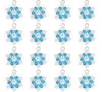 SUNNYCLUE 1 boîte de 20 breloques Flocons de Neige Perles D'Hiver à Facettes Bleues en Acier Inoxydable Plaqué Or 18 carats Pendentifs en Verre Accessoires pour la Fabrication de Bijoux Colliers Brace