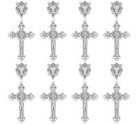 SUNNYCLUE 1 boîte de 20 breloques pour Centre de Table de Chapelet Croix Crucifix Amulette Vintage Argentée Médailles Maillons de Lustre Connecteurs Pendentifs pour la Création de Bijoux (Bracelets Bo