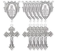 SUNNYCLUE 1 boîte de 20 breloques pour Chapelet Breloque Crucifix en Vrac Maillons de Lustre en Alliage de Style Tibétain Pendentifs Croix Argent Antique pour la Création de Bijoux (Colliers Bracelets