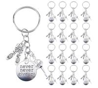 SUNNYCLUE 1 boîte de 20 Lots de Porte cle Porte Clés Never Give Up en Vrac Lot Clés Ballet en Alliage d'argent Antique Inspiration Mot Danse pour Fête Cadeaux Mariage Décoration Sac à
