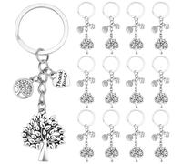 SUNNYCLUE 1 boîte de 20 porte Clés Arbre de Vie Porte Clés Arbre Généalogique en Alliage Argent Antique avec Inscription « Merci » Coffret Cadeau pour Mariage Anniversaire Réunion de Famille Ou Adulte