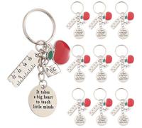 SUNNYCLUE 1 boîte de 20 porte Clés D'Appréciation pour Enseignants Lot de Porte Clés en Vrac pour Enseignants Inspiration de Mots Argent Pommes Rouges Breloques de Remerciement pour Sacs à Main Cadeau