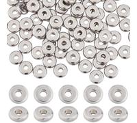 SUNNYCLUE 1 boîte de 200 perles D'Espacement en Acier Inoxydable de 6 mm, Perles Heishi en Métal, Perles Rondes Plates en Vrac, Petites Rondelles, Perles D'Espacement en Vrac pour la Fabrication de Bi