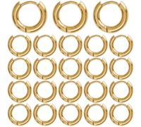 SUNNYCLUE 1 boîte de 24 boucles D'Oreilles Créoles en Acier Inoxydable Plaqué Or 18 carats Véritable Créoles Dorées Créoles Rondes en Vrac avec Fermeture à Loquet pour la Fabrication de Bijoux Bricola
