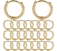 SUNNYCLUE 1 boîte de 24 boucles D'Oreilles Créoles en Laiton Plaqué Or 18 carats Véritable Créoles Torsadées Anneau Rond en Métal en Vrac Petits Crochets de Cartilage Créoles avec Fermeture à Loquet à