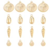 SUNNYCLUE 1 boîte de 24 breloques Coquillages de Mer en Or Coquillages Cauris en Vrac Plage D'Été Océan Mer Coquillage Doré Conque Coquille Saint Jacques Breloque pour Bricolage Boucles D'Oreilles Bra
