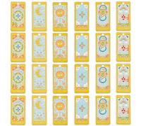 SUNNYCLUE 1 boîte de 24 breloques de Tarot de 6 styles Breloques Rectangulaires en Émail Jaune Doré Soleil Céleste Lune Étoile Arc en Ciel pour la Fabrication de Bijoux Breloques pour Adultes Bricolag