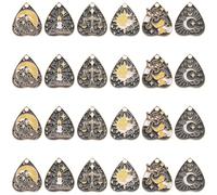 SUNNYCLUE 1 boîte de 24 breloques gothiques en émail 6 styles - Breloque lune tarot en vrac - Cœur en alliage noir - Pour Halloween, soleil, nuage, livre, équilibre, tarot - Pendentifs pour la