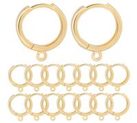 SUNNYCLUE 1 boîte de 24 crochets de Boucles D'Oreilles Plaqués Or 24 carats, Cerceaux Ronds, Crochets de Boucles D'Oreilles Huggie, Fils D'Oreille à Levier en Laiton, Crochets de Fil D'Oreille, Cercea