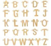 SUNNYCLUE 1 boîte de 26 breloques Initiales en Acier Inoxydable Lettres de L'Alphabet Dorées Majuscules de A à Z Maillons Chics Pendentifs à 2 trous pour la Fabrication de Bijoux Bracelets Colliers et