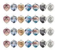 SUNNYCLUE 1 boîte de 28 breloques en Forme de Cœur et de Chat 7 styles en Alliage D'Argent Antique Blanc Bleu Gris Petit Chaton Pendentifs pour la Fabrication de Bijoux D'Objets Artisanaux de Bracelet