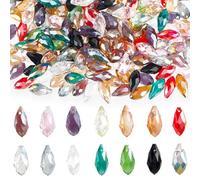 SUNNYCLUE 1 boîte de 280 Perles à Facettes en Verre Coloré Perles en Verre à Facettes en Cristal Transparent Goutte d'eau Entretoise de Couleur AB Perle en Vrac pour la Fabrication de Bijoux BRIC