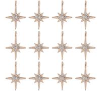SUNNYCLUE 1 boîte de 30 breloques en Forme D'Étoile en Oxyde de Zirconium Breloques en Forme D'Étoile du Nord Hautes Breloques Dorées en Alliage à Six Branches pour la Fabrication de Bijoux Porte Clés
