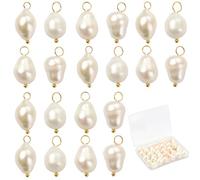 SUNNYCLUE 1 boîte de 30 breloques en Perles Blanches Naturelles D'Eau Douce Pendentifs Irréguliers en Vrac Perles de Culture Mer Océan Plage avec Boucle en Laiton Doré pour la Fabrication de Bijoux Bo