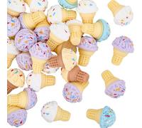 SUNNYCLUE 1 boîte de 30 cabochons en Résine pour Cornet de Glace Colorés 3D Opaques Doux Imitation de Petits Glaçons pour la Fabrication de Bijoux Le Bricolage Le Scrapbooking la Décoration