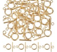 SUNNYCLUE 1 boîte de 30 Ensembles Fermoir à Bascule en Acier Inoxydable Plaqués Or 18 carats Véritables avec Barre en T et Liens Toriques Extrémité OT Fermoir à Bascule pour la Fabrication de Bijoux