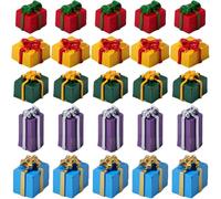 SUNNYCLUE 1 boîte de 30 mini Figurines de Noël en Résine de 5 styles Mini Coffret Cadeau Ornements en Vrac Figurines Colorées Assorties Figurines Miniatures de Noël pour Travaux Manuels de Vacances Dé