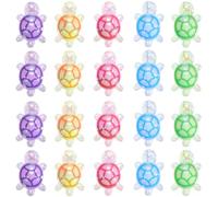 SUNNYCLUE 1 boîte de 30 Perles en Plastique en Forme de Tortue Marine en Vrac Acrylique Transparent Irisé Couleur Aléatoire Inspirée de L'Océan de la Mer et du Monde Marin Perles Mignonnes et Légères