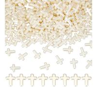 SUNNYCLUE 1 boîte de 300 Perles de Croix Blanches en Vrac en Plastique Pur pour Chapelet du Dimanche Perles D'Imitation Crucifix pour Bracelets Colliers Porte Clés Fournitures pour Femmes et Adultes