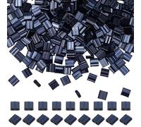 SUNNYCLUE 1 boîte de 300 perles de Rocaille en Verre Tila à 2 trous en Vrac Carreaux Noirs Rectangulaires Espaceurs Japonais à Double Trou Perles Carrées pour la Fabrication de Bijoux Colliers Bracele