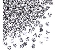 SUNNYCLUE 1 boîte de 300 Perles en Pâte Polymère en Forme de Cœur à Carreaux Noires et Blanches pour la Création de Bijoux Colliers et Bracelets de Saint Valentin