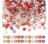SUNNYCLUE 1 boîte de 300 pièces de Perles de Cristal en Forme de Cube de Thanksgiving de 4mm Perles en Verre Automne Couleurs Assorties Petites Perles D'Espacement Carrées en Vrac pour la Fabrication