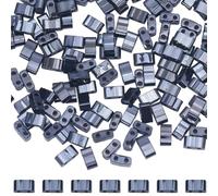 SUNNYCLUE 1 boîte de 300 Tila en Vrac, 1/2 à Deux Trous, Noires Opaques, Perles de Carreaux Japonais Rectangulaires et Carrées, Perles d’Espacement en Vrac