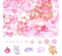 SUNNYCLUE 1 boîte de 3000+ Perles D'été Perles de Verre D'Océan Conque Pétoncles Poisson Coquillages Tortues Mer 'Espacement Roses 'Été Hawaïennes pour la Fabrication Bijo