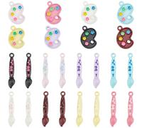 SUNNYCLUE 1 boîte de 32 breloques de 16 styles Différents : Palette de Peinture Pinceau Plateau de Peinture en Alliage Émaillé Pendentifs pour la Création de Bijoux Boucles D'Oreilles Colliers Bracele