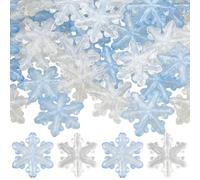 SUNNYCLUE 1 boîte de 36 perles Flocons de Neige de Noël Lumineuses en Acrylique 2 couleurs Transparentes Phosphorescentes Bleues et Blanches pour la Fabrication de Bijoux Colliers Bracelets Loisirs Cr