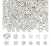 SUNNYCLUE 1 boîte de 360 pièces 12 styles Capuchons de Perles en Métal Argenté Perles D'Espacement Florales en Vrac Alliage Vintage Antique Tibétain Breloques D'Extrémité pour la Fabrication de Bijoux