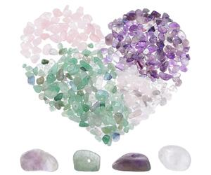 SUNNYCLUE 1 boîte de 4 brins de Perles en Pierre de Cristal Naturel, Aventurine Verte, Améthyste, Quartz Rose, Fluorite, Perles en Vrac pour la Fabrication de Bijoux, Bricolage, Vase, Décoration D'Int