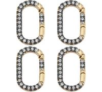 SUNNYCLUE 1 boîte de 4 fermoirs à Ressort Ovales en Laiton Plaqué Or 18 carats Véritable Fermoirs à Ressort en Oxyde de Zirconium Noir Transparent Connecteurs à Pince Mousqueton Fermoirs à Pression po
