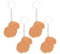 SUNNYCLUE 1 boîte de 4 porte Clés en Forme de Nuggets de Poulet Ensemble de Porte Clés Réalistes en Plastique Porte Clés Fantaisie Amusants en Forme de Nuggets de Poulet Décoration pour Sacs à Main Sa