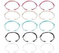 SUNNYCLUE 1 boîte de 40 bracelets en Cordon Réglable de 5 couleurs Bracelets Écologiques en Polyester Ciré Torsadé avec Anneaux Ouverts en Acier Inoxydable pour la Fabrication de Bijoux D'Amitié Fourn