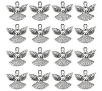 SUNNYCLUE 1 boîte de 40 breloques D'Ange Gardien en Argent en Vrac, Breloques D'Ange, Ailes de Fée, Pendentifs en Alliage Tibétain Antique, Breloques de Noël pour la Fabrication de Bijoux, Breloques,
