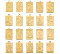 SUNNYCLUE 1 boîte de 40 Breloques de Tarot en Métal de 20 Styles Breloques de Divination Rectangulaires Dorées en Vrac Pendentifs Gothiques en Alliage pour la Fabrication de Bijoux Colliers Bracelets