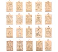SUNNYCLUE 1 boîte de 40 breloques de Tarot Rectangulaires en Alliage Doré Clair 20 styles Vintage Magiques Porte Bonheur pour la Fabrication de Bijoux Bracelets Boucles D'Oreilles Fournitures de Brico
