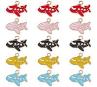 SUNNYCLUE 1 boîte de 40 breloques en Émail Représentant des Avions en Alliage de Métal de 5 couleurs Différentes Idéales pour la Création de Bijoux Colliers Porte Clés Boucles D'Oreilles et Autres Cré