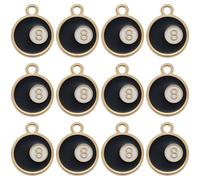 SUNNYCLUE 1 boîte de 40 breloques en Forme de Huit Boules en Émail en Vrac en Alliage Émaillé Noir Numéro 8 pendentifs Ronds et Plats Chiffres Porte Bonheur pour la Fabrication de Bijoux Colliers Bouc