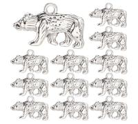 SUNNYCLUE 1 boîte de 40 breloques Ours en Argent Style Tibétain Style Antique Vintage Petit Pendentif Animal Sauvage pour la Fabrication de Bijoux Bricolage Collier Bracelet Boucles D'Oreilles Femmes