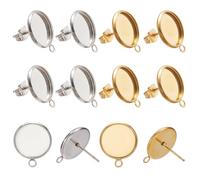 SUNNYCLUE 1 boîte de 40 ensembles de Clous D'Oreilles Vierges Boucles D'Oreilles Cabochons 304 embouts D'Oreilles en Acier Inoxydable avec Boucle et Poussoirs D'Oreilles Plateaux de Lunette Vierges Do