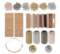 SUNNYCLUE 1 boîte de 400 pièces Kit de Bracelet en Code Morse à Faire Soi Même Bracelets en Code Morris en Vrac Argent Noir Or Baril en Plastique Perles D'Espacement Rondes Carte D'Affichage Bracelet