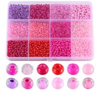 SUNNYCLUE 1 boîte de 432 perles de rocaille 8/0 rondes en verre violet et rose, petites perles d'espacement pour bijoux, boucles d'oreilles, bracelets, colliers