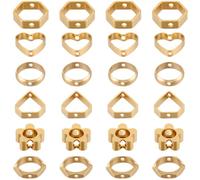 SUNNYCLUE 1 boîte de 48 cadres de Perles en Laiton Plaqué Or 24 carats Véritable, Cadre de Perles en Forme de Cœur, Triangle, Hexagone, Fleur Creuse, Cadre de Perles Rondes en Laiton pour la Fabricati