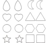 SUNNYCLUE 1 boîte de 48 pièces 8 styles de Lunettes à Dos Ouvert en Acier Inoxydable, Cadre Creux Étoile Lune Ronde Géométrique Lunette Ouverte Charme Résine Cadres Artisanaux Reliant Anneau Pendentif